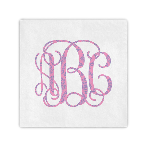Custom Pink & Purple Damask Cocktail Napkins (Personalized)