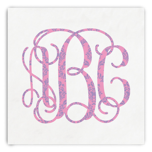Custom Pink & Purple Damask Paper Dinner Napkins (Personalized)