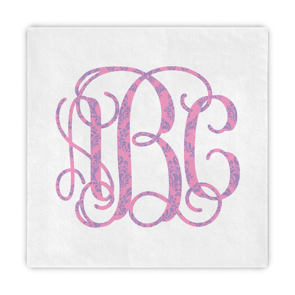 Custom Pink & Purple Damask Decorative Paper Napkins (Personalized)