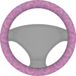 Pink & Purple Damask Steering Wheel Cover