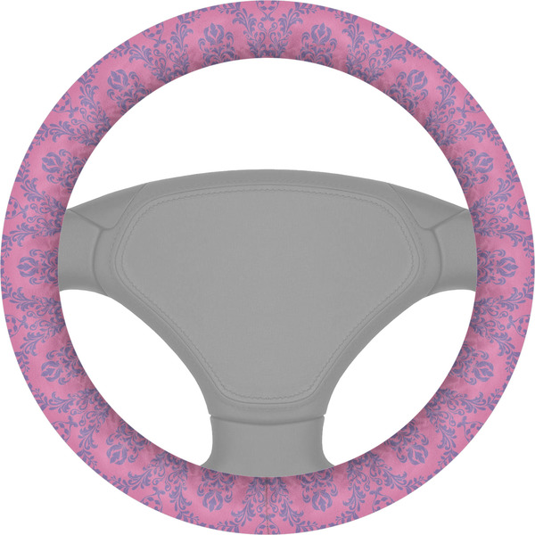 Custom Pink & Purple Damask Steering Wheel Cover