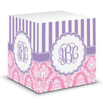 Pink & Purple Damask Sticky Note Cube (Personalized)