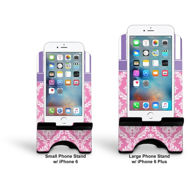 Pink & Purple Damask Stylized Phone Stand - Comparison