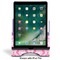 Pink & Purple Damask Stylized Tablet Stand - Front with ipad