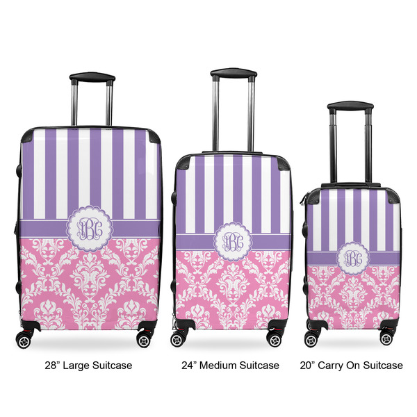 Pink & Purple Damask Suitcase Set 1 - APPROVAL