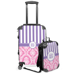 Pink & Purple Damask Kids 2-Piece Luggage Set - Suitcase & Backpack (Personalized)