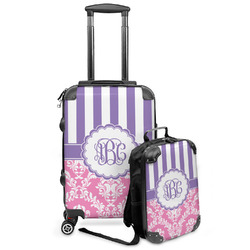 Pink & Purple Damask Kids 2-Piece Luggage Set - Suitcase & Backpack (Personalized)