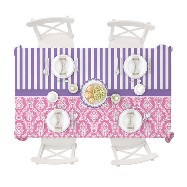 Pink & Purple Damask Tablecloths (58"x102") - TOP VIEW