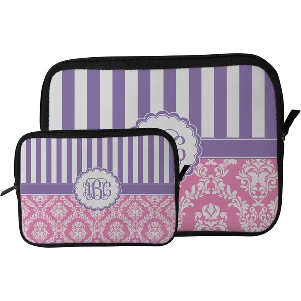 Pink & Purple Damask Tablet Sleeve (Size Comparison)