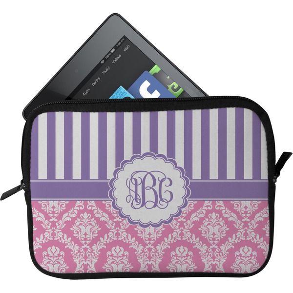 Custom Pink & Purple Damask Tablet Case / Sleeve - Small (Personalized)