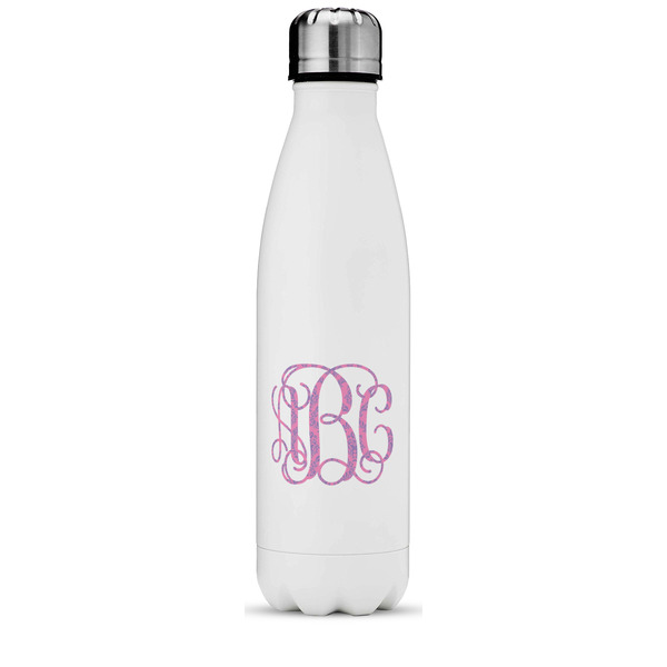 Custom Pink & Purple Damask Water Bottle - 17 oz. - Stainless Steel - Full Color Printing (Personalized)