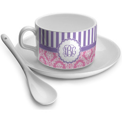 Pink & Purple Damask Tea Cup - Single (Personalized)