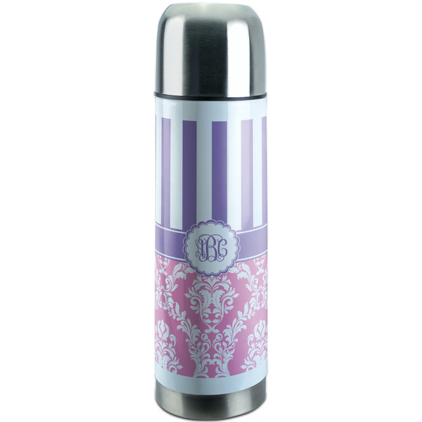 Custom Pink & Purple Damask Stainless Steel Thermos (Personalized)