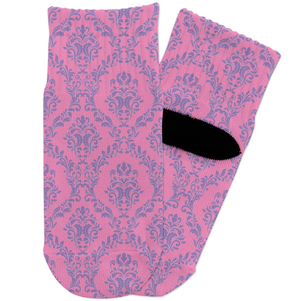 Custom Pink & Purple Damask Toddler Ankle Socks