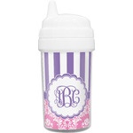 Pink & Purple Damask Sippy Cup (Personalized)