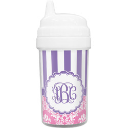 Pink & Purple Damask Toddler Sippy Cup (Personalized)
