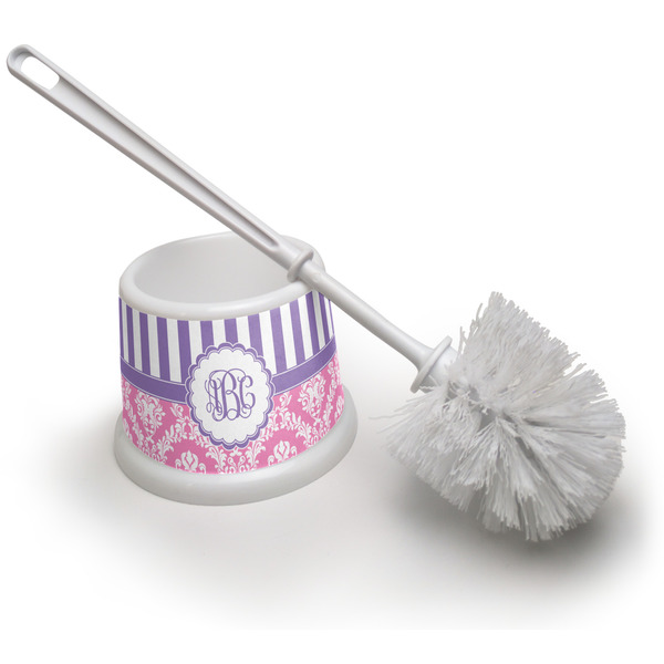 Custom Pink & Purple Damask Toilet Brush (Personalized)