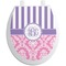 Pink & Purple Damask Toilet Seat Decal (Personalized)