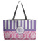 Pink & Purple Damask Beach Totes Bag - w/ Black Handles (Personalized)