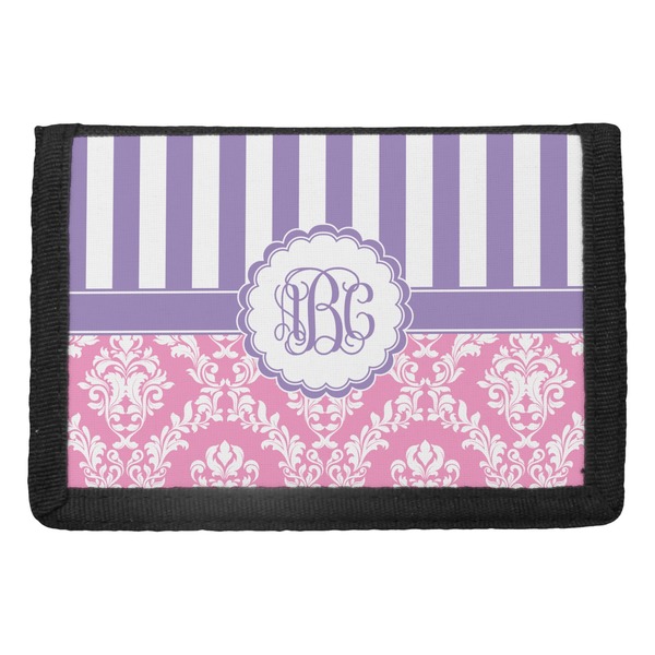 Custom Pink & Purple Damask Trifold Wallet (Personalized)