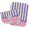 Pink & Purple Damask Two Rectangle Burp Cloths - Open & Folded