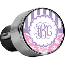 Pink & Purple Damask USB Car Charger (Personalized)