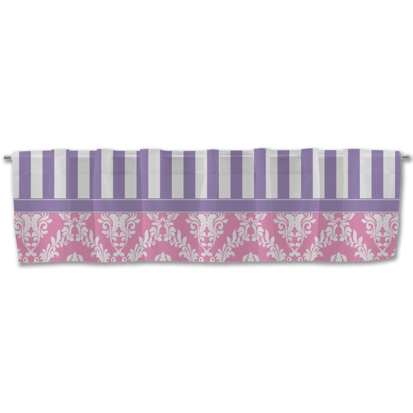 Pink & Purple Damask Valance - Front