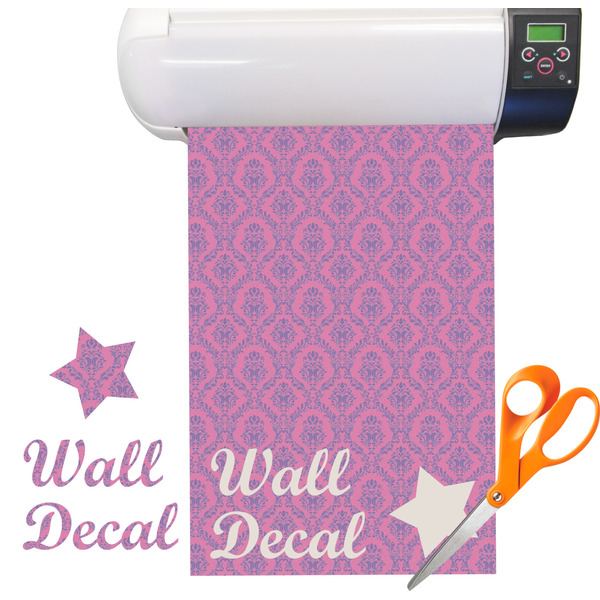 Custom Pink & Purple Damask Vinyl Sheet (Re-position-able)