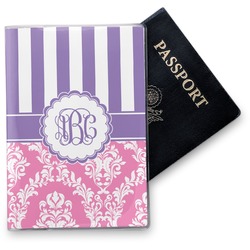 Pink & Purple Damask Vinyl Passport Holder (Personalized)