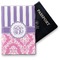 Pink & Purple Damask Vinyl Passport Holder - Front