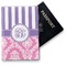 Pink & Purple Damask Vinyl Passport Holder (Personalized)