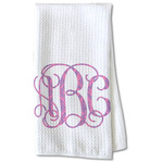 Pink & Purple Damask Kitchen Towel - Waffle Weave - Partial Print (Personalized)