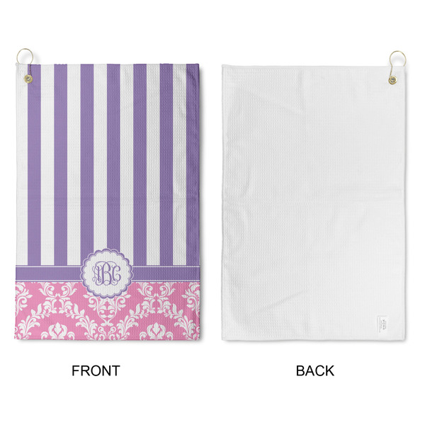 Pink & Purple Damask Waffle Weave Golf Towel - Approval