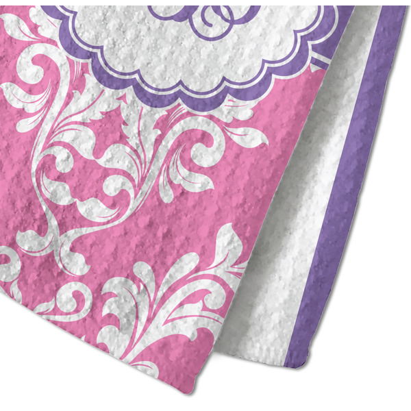 Pink & Purple Damask Waffle Weave Towel - Closeup of Material Image