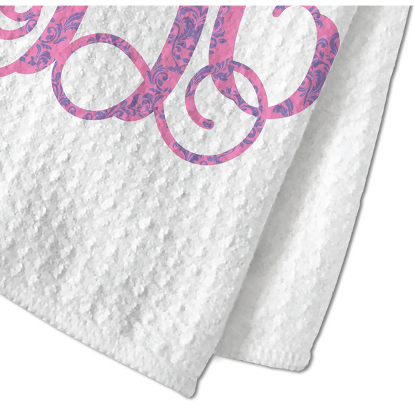 Pink & Purple Damask Waffle Weave Towel - Closeup of Material Image