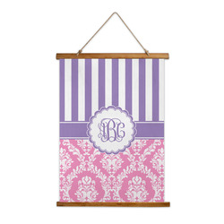 Pink & Purple Damask Wall Hanging Tapestry - Tall (Personalized)