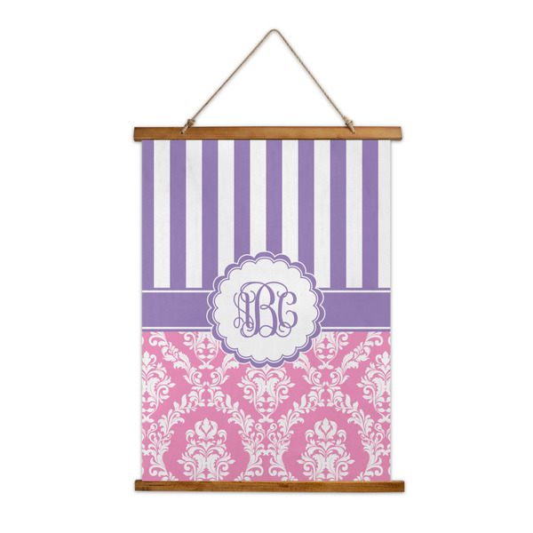 Custom Pink & Purple Damask Wall Hanging Tapestry - Tall (Personalized)