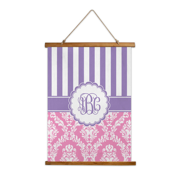 Custom Pink & Purple Damask Wall Hanging Tapestry (Personalized)