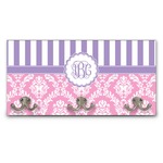 Pink & Purple Damask Wall Mounted Coat Rack (Personalized)