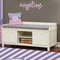 Pink & Purple Damask Wall Name Decal Above Storage bench