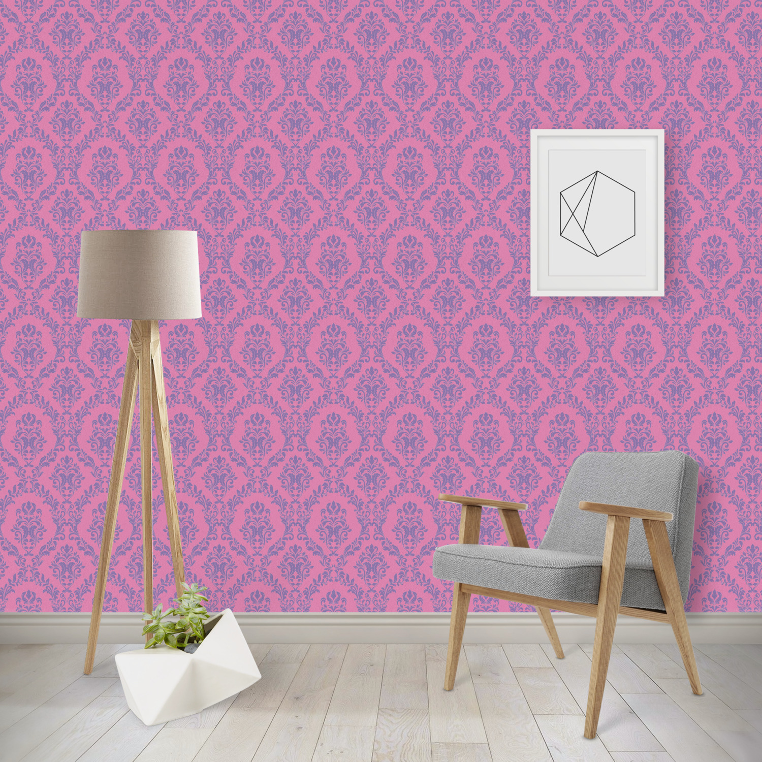 Pink & Purple Damask Wallpaper & Surface Covering - YouCustomizeIt