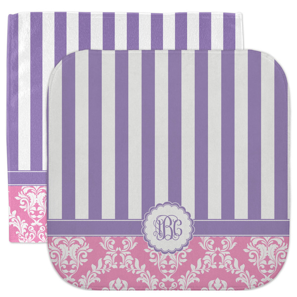 Custom Pink & Purple Damask Facecloth / Wash Cloth (Personalized)