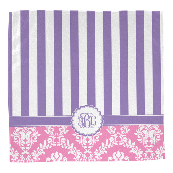 Pink & Purple Damask Washcloth - Front - No Soap
