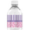 Pink & Purple Damask Water Bottle Label - Back View