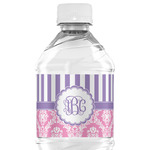 Pink & Purple Damask Water Bottle Labels - Custom Sized (Personalized)