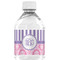 Pink & Purple Damask Water Bottle Label - Single Front