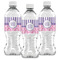 Pink & Purple Damask Water Bottle Labels - Front View