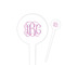 Pink & Purple Damask 4" Round Plastic Food Picks - White - Single Sided (Personalized)