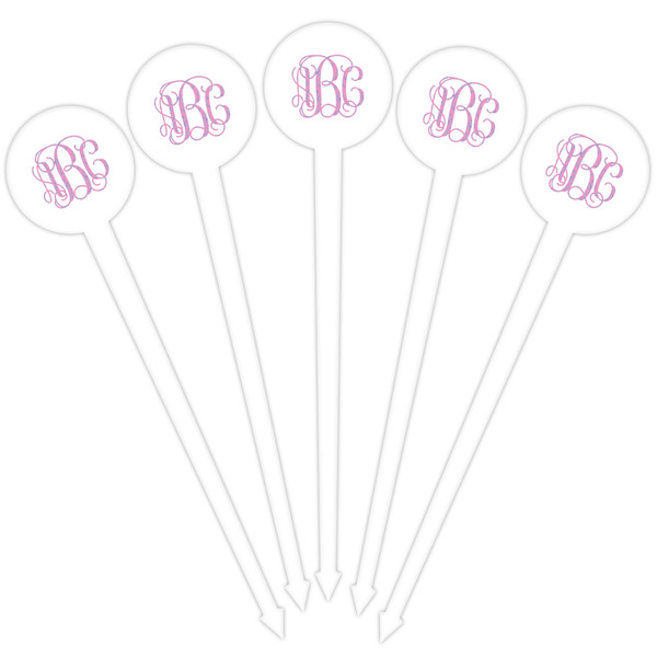 Pink & Purple Damask White Plastic 4" Food Pick - Round - Fan View