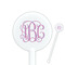 Pink & Purple Damask 5.5" Round Plastic Stir Sticks - White - Single Sided (Personalized)